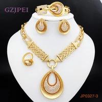 necklace and earrings for women charm bracelet big pendant gold color jewelry set free shipping wedding banquet jewelry