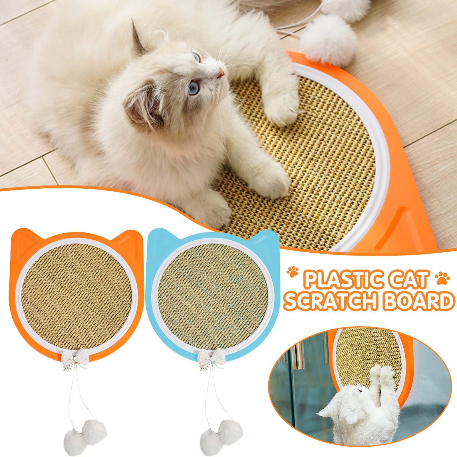 

Natural Sisal Cat Scratcher Mat Cat Toy Grinding Claw Plate Plastic Scratch Pad For Kitten Scratching Corrugated Board For Cats