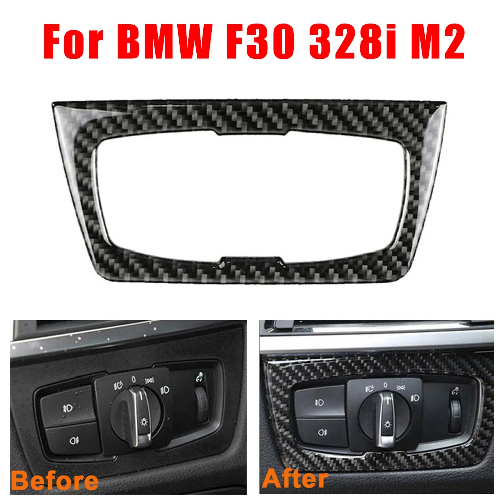

For BMW F30 F31 F32 F33 F34 3Series 328i 325i 2012-2020 Auto Headlight Switch Frame Interior Cover Trim Carbon Fiber Sticker