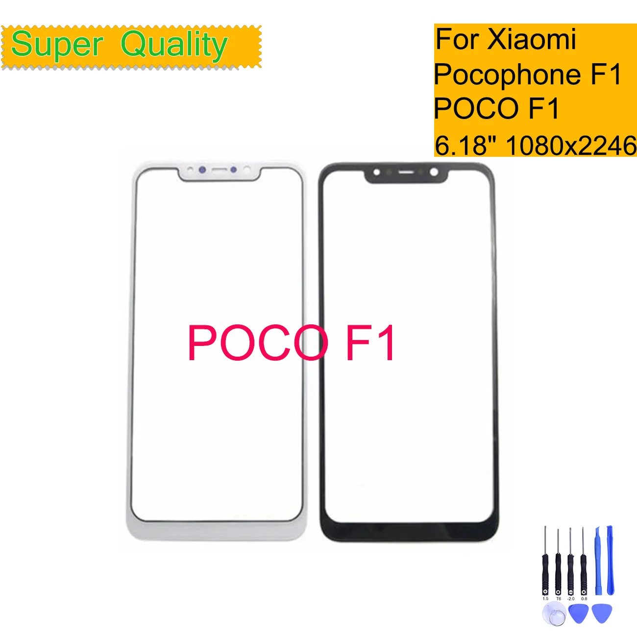 

For Xiaomi Pocophone F1 Touch Screen Panel Front Outer Glass Lens For Xiaomi Poco F1 Front Glass Touch screen Replacement