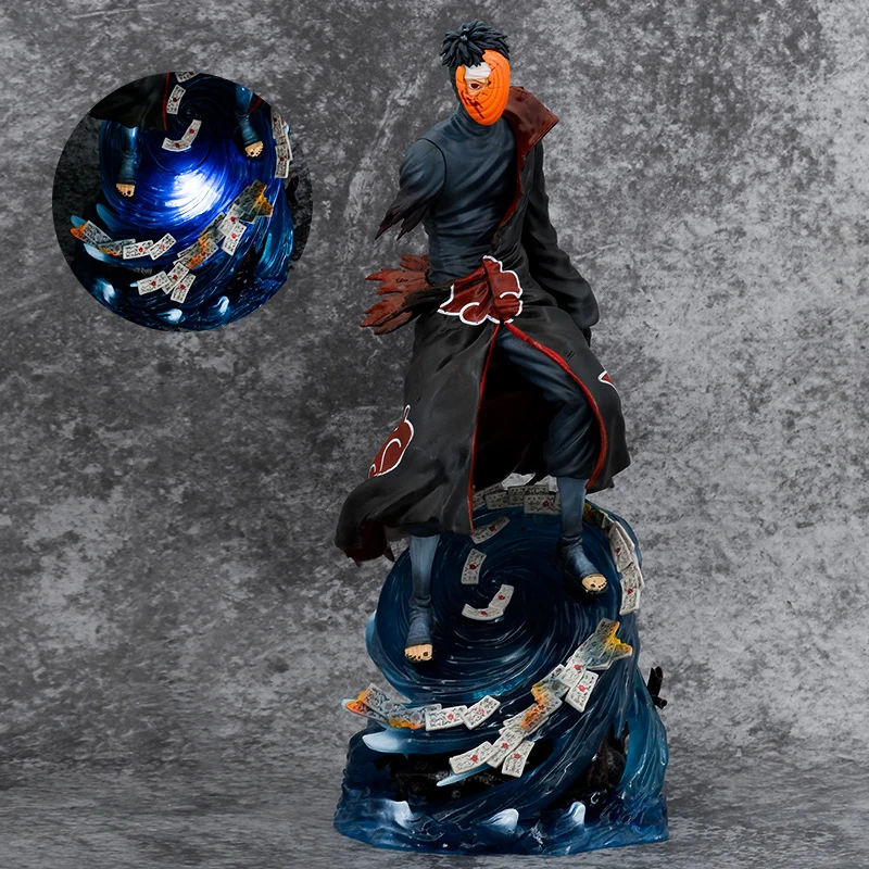 

34CM Naruto Anime Figures GK Madara Uchiha Obito Action Figure Tobi Battle Damage Doll Statue Can Shine Collectible Toys Figma