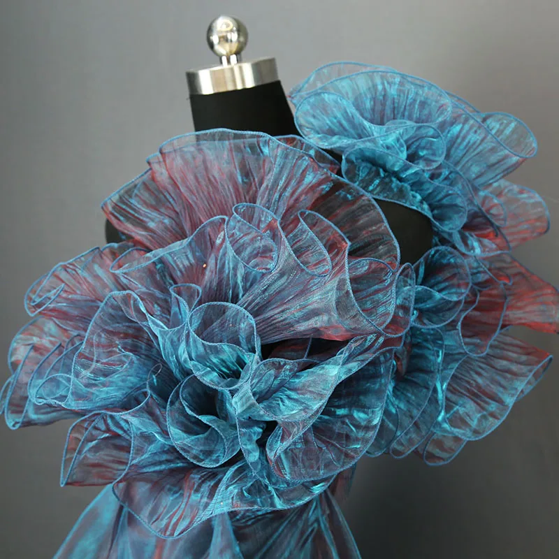 1/3/5/10m Плиссированная кружевная лента из органзы с прозрачными краями ширина 13 см