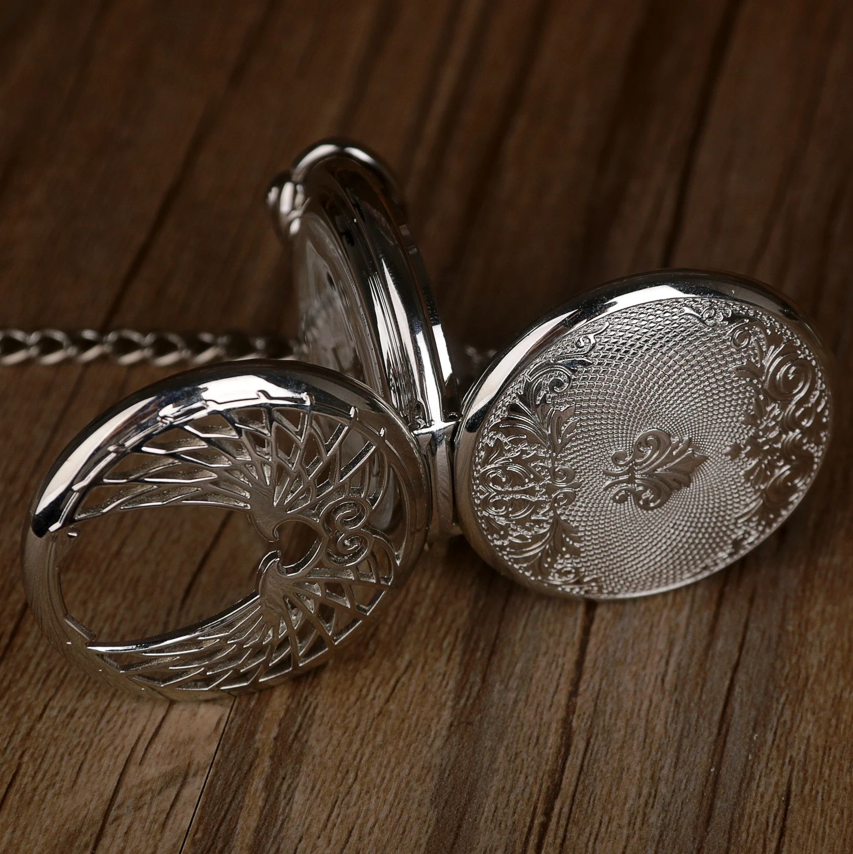 Vintage Double Opening Mechanical Pocket Watch Arabic Numerals Display Fashion Belt Chain Pendant Men's Ladies Gift