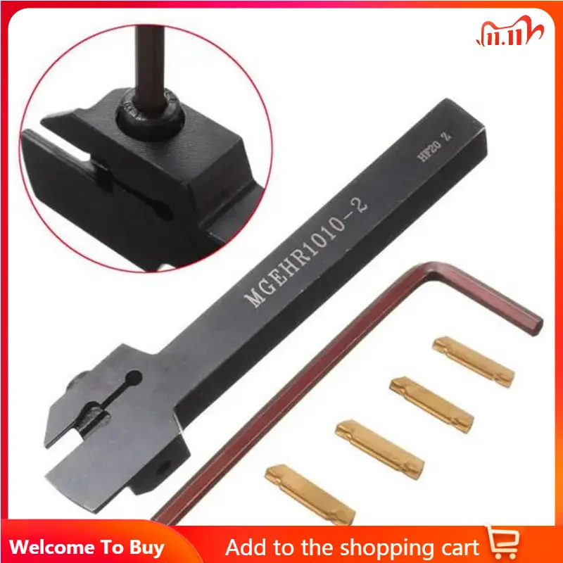 

MGEHR 1010-2 10x10x100mm Lathe External Grooving Turning Tool Holder With 4Pcs MGMN200 Carbide Insert blades