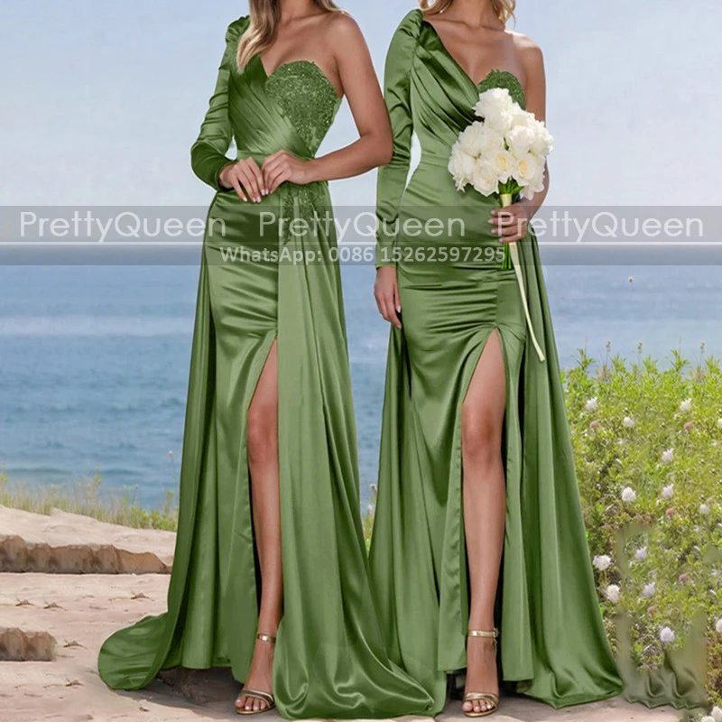 Платье подружки невесты с длинными рукавами и аппликацией Русалка по