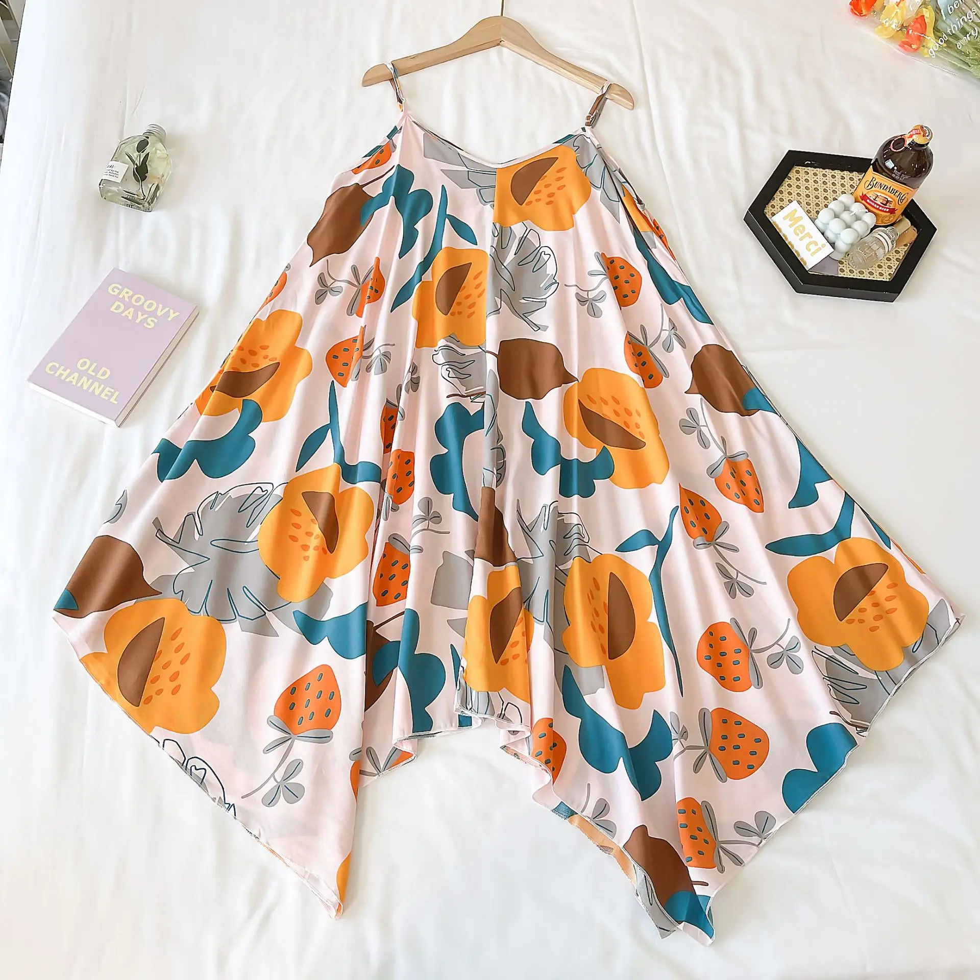 Summer New Women's Nightdress Suspenders Thin Loose Large Size Home Service Sexy Nightwear Sleep Tops Sleepwear Women