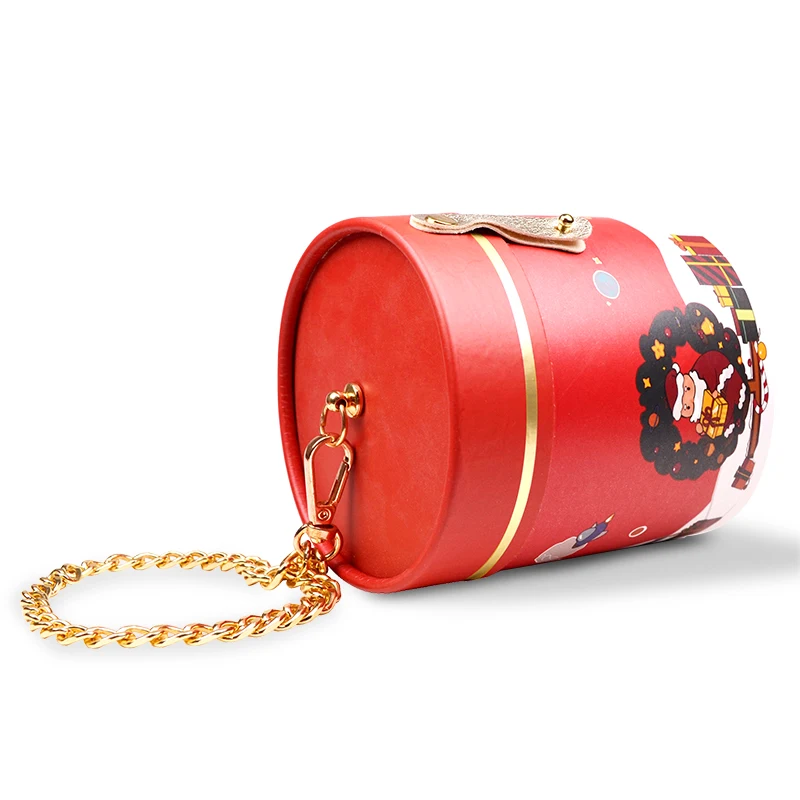 

SENCAI Die Cut Custom Logo Christmas Gift Paper Tube Cylindrical Shaped Packaging Cylinder With Chain