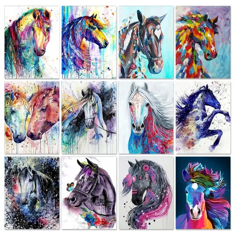 

cross language Frame Pictures By Numbers Animals Wall Art On Canvas Paint By Numbers Painting Horse Home Decors Artwork
