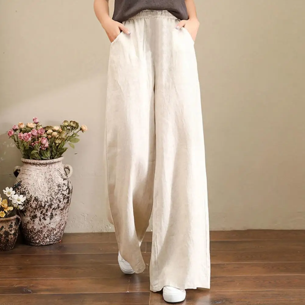 

Women Trousers Anti-pilling Summer Pants Wide Leg Straight Summer Pants