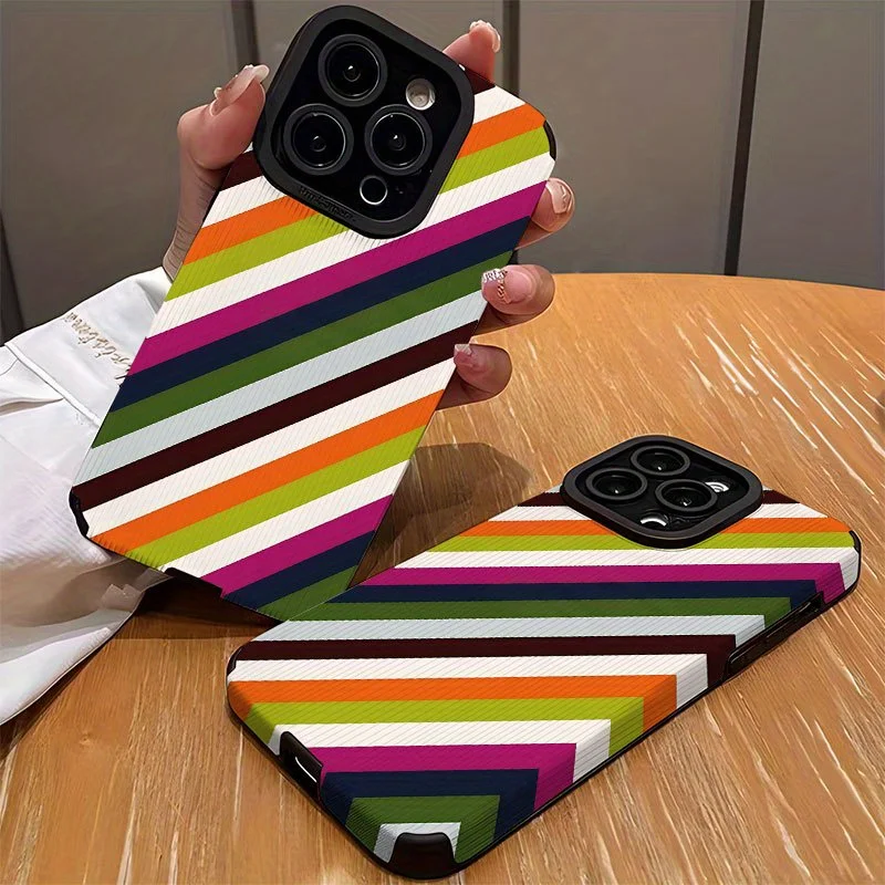 Фото Чехол для iPhone 17 Pro Max с цветной диагональной полосой, яркий современный художественный матовый противоударный чехол с iPhone 17, 16, 15, 14, 13, 12, 11 №2