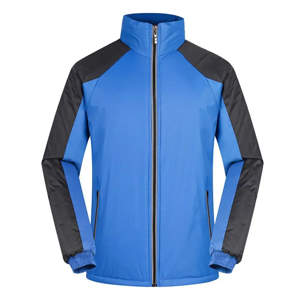 

Зимний пуховик контрастных цветов с воротником-стойкой, Светоотражающая полоса, ветрозащитная уличная куртка для альпинизма