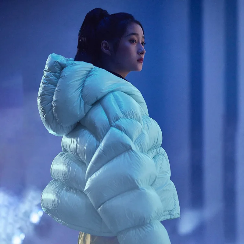 @YYDS Women's New Fashion Blue Apricot Hooded Solid Versatile Thick Warm Jacket Cotton Jacket Coat