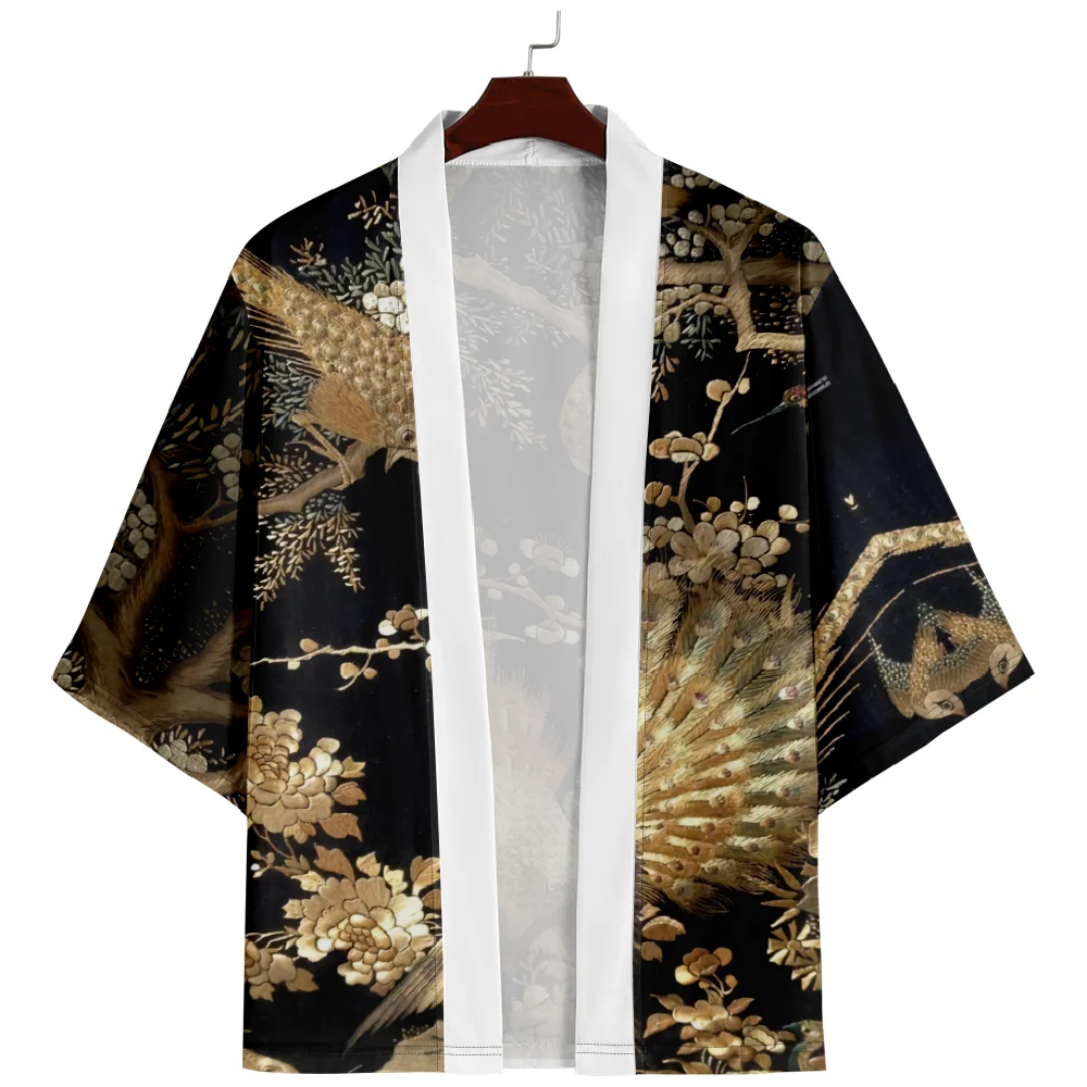 Плюс размер 6XL свободная японская уличная одежда кардиган с принтом павлина