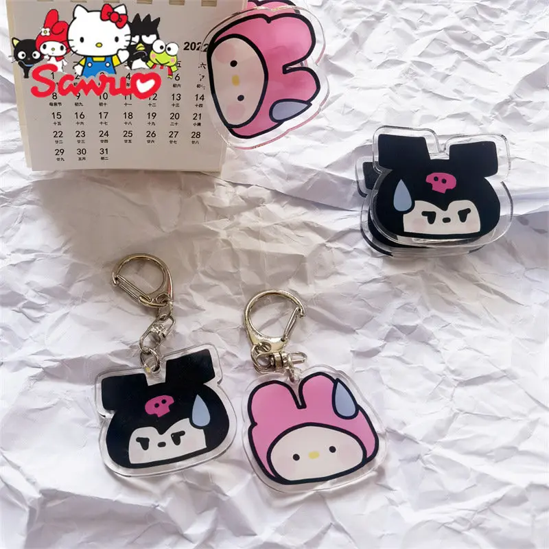 

Funny Sanrio Melody Kuromi Hello Kitty Cinnamoroll Drops Wordless Keychain Acrylic Clip Cute Couple Girlfriend Pendant Gift