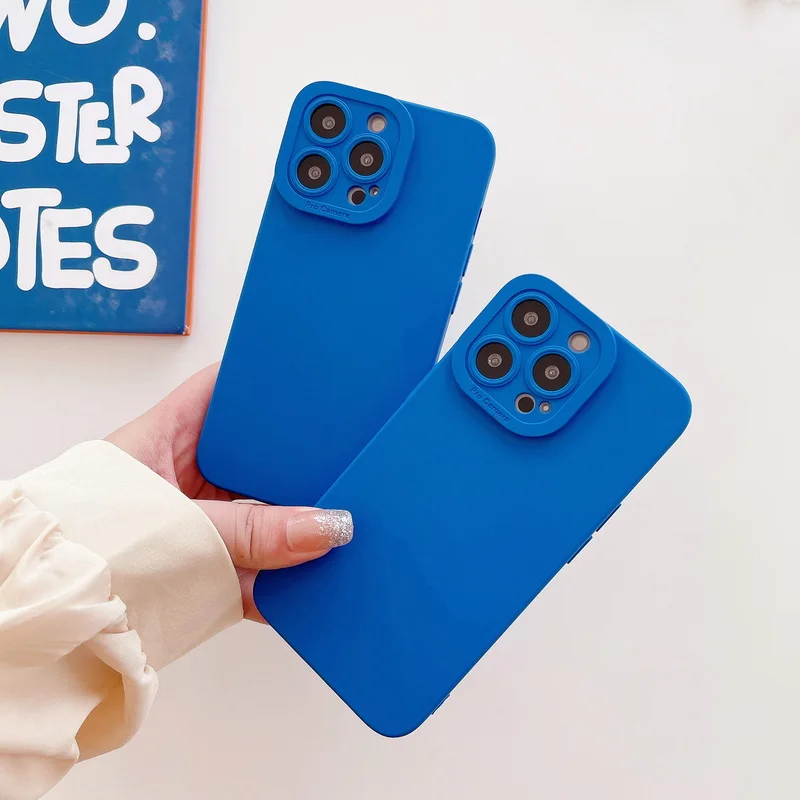 

2022 Klein blue for iphone14 13 promax 12 11 x xr xsmax 7 8plus frosted solid color ins simple fashion Morandi color phone case