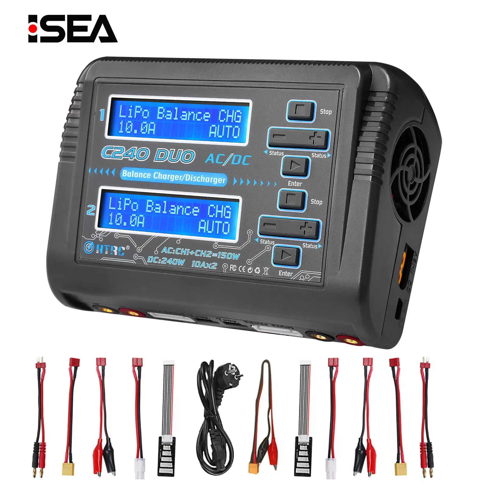 

HTRC C240 RC Charger 10A Dual Channel AC DC Charger Discharger for LiPo LiHV LiFe Lilon NiCd NiMh Pb Battery Balance Charger