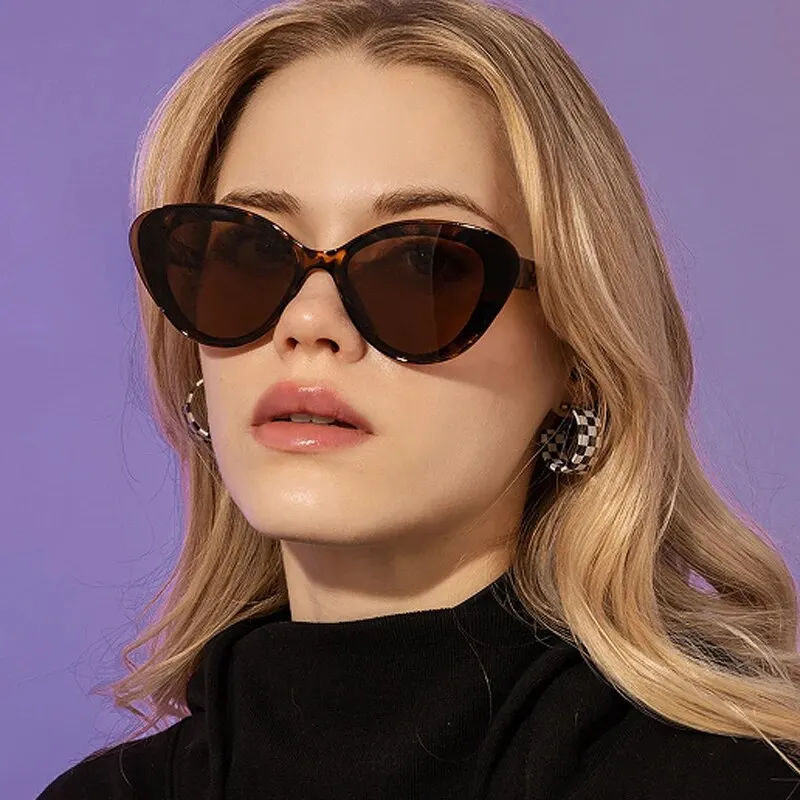 Новые модные женские солнцезащитные очки кошачий глаз маленькая оправа для