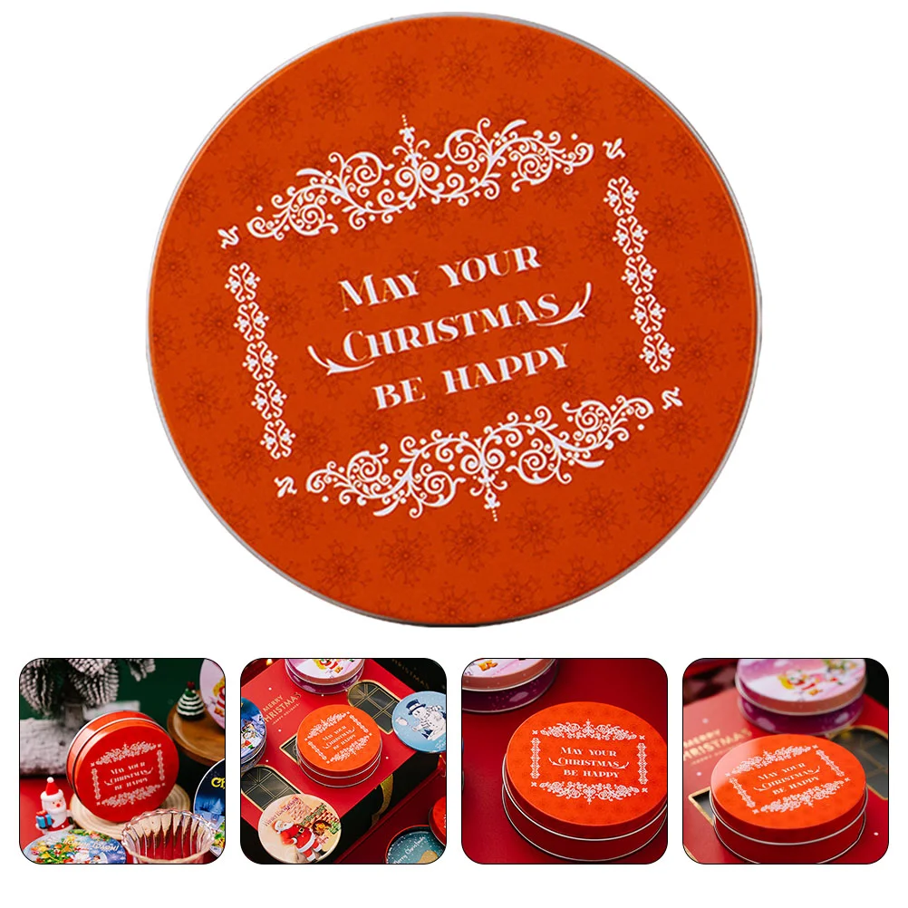 

Coaster Christmas Cup Coasters Tin Table Tea Holder Metal Decorative Xmas Beverage Gift Whiskey Box Cookie Coffee Bar Beer Drink