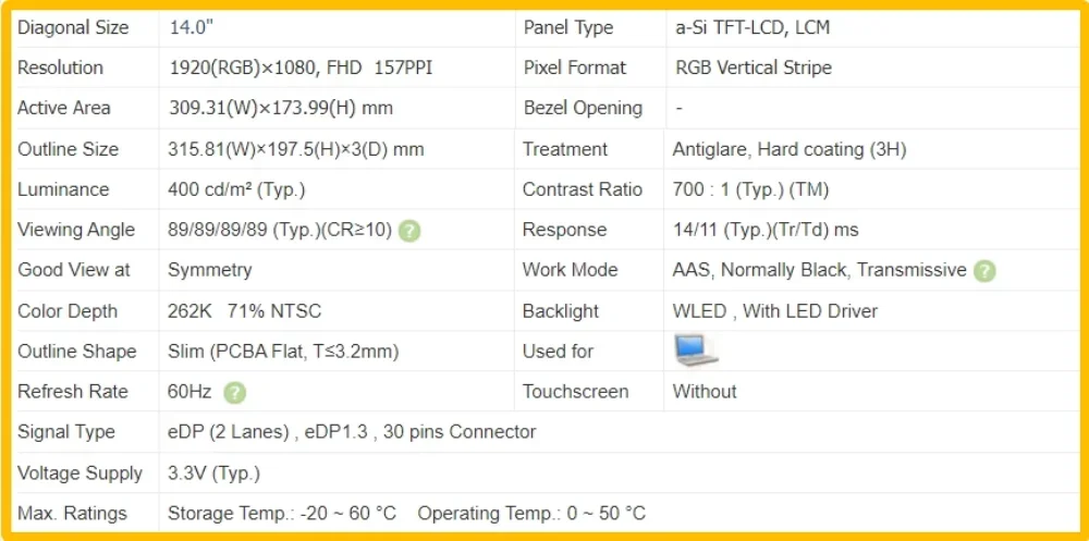 N140HCA-GA3 N140HCA GA3 14-дюймовый ЖК-экран для ноутбука Тонкая IPS-панель без сенсорного
