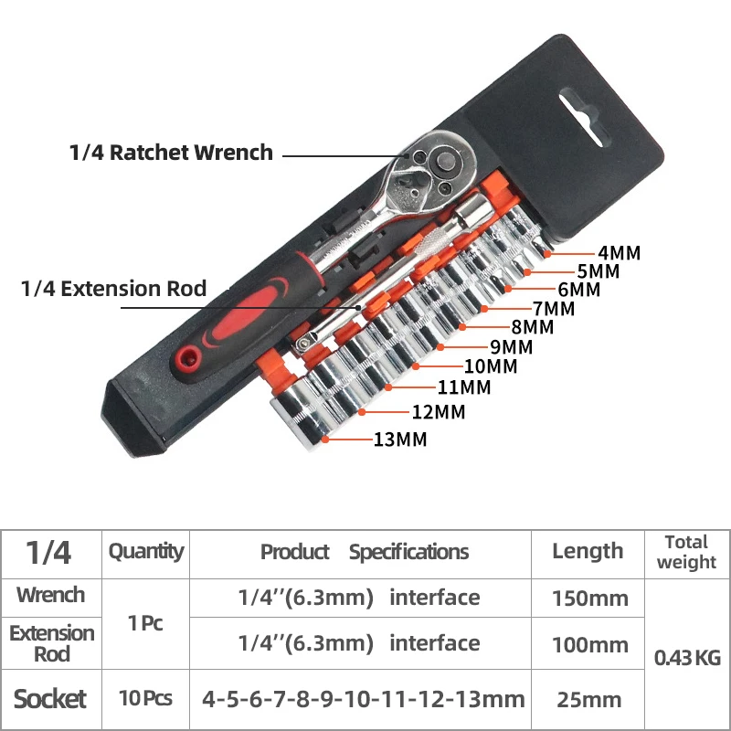 

Набор торцевых гаечных ключей, 12 шт., 1/2, 3/8, 1/4 дюйма, метрические ударные головки, трещотка, полный набор инструментов, профессиональный инструмент для ремонта гаража