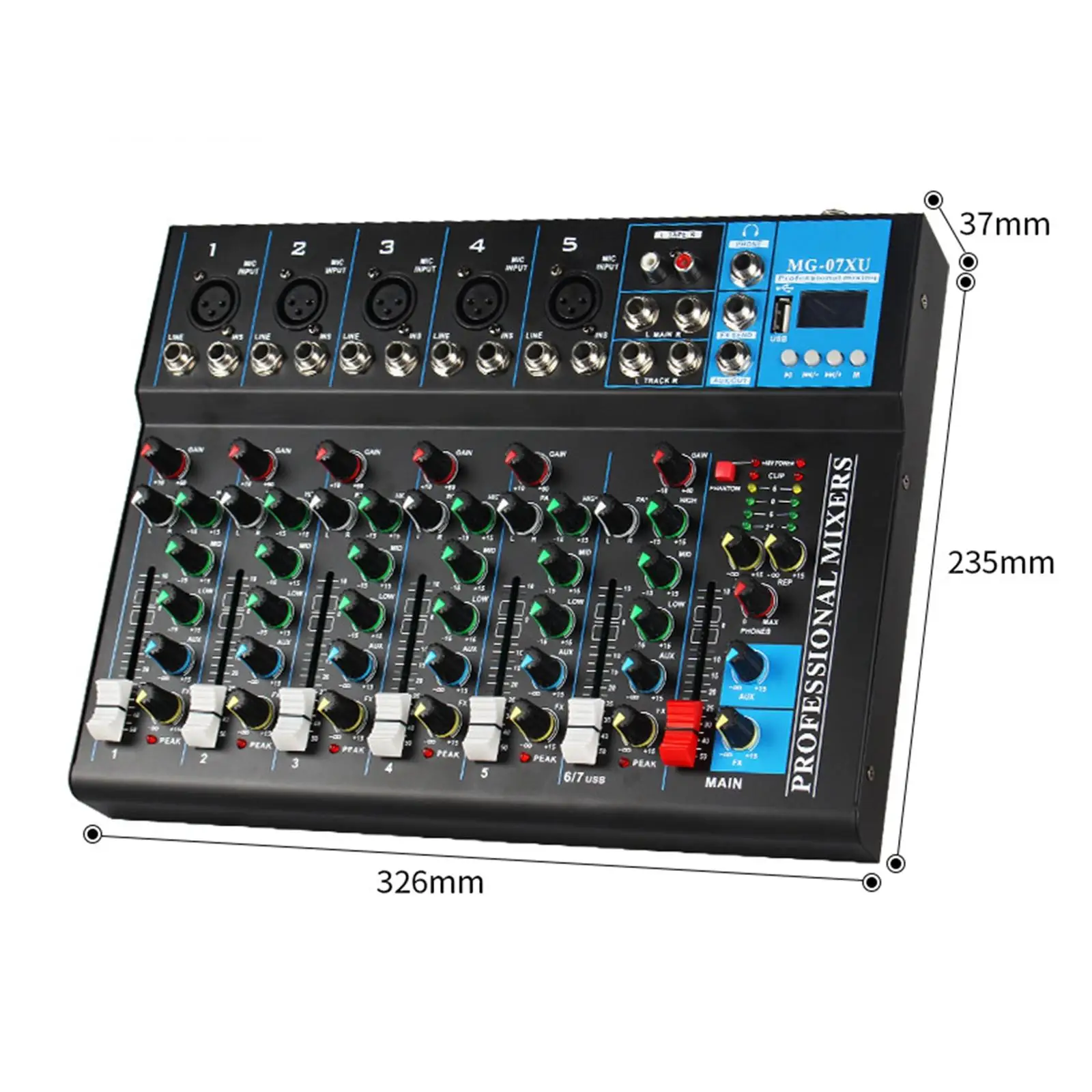 

Audio Mixer Backlit LCD Display Compact Channels for Recording