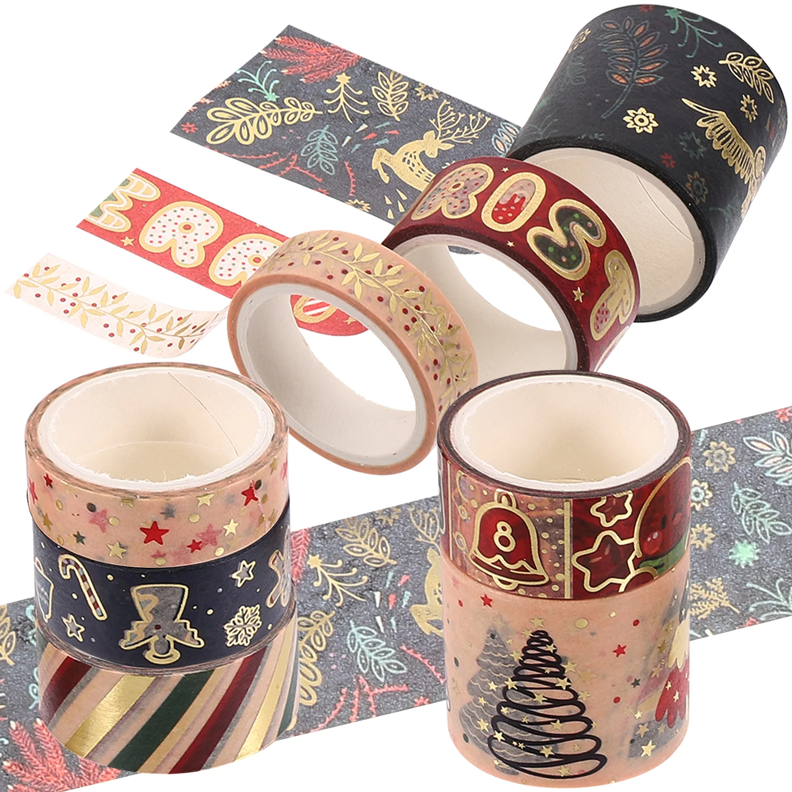 

8 Rolls of Christmas Style Washi Tape Decorative Scrapbook Tape DIY Washi Tape