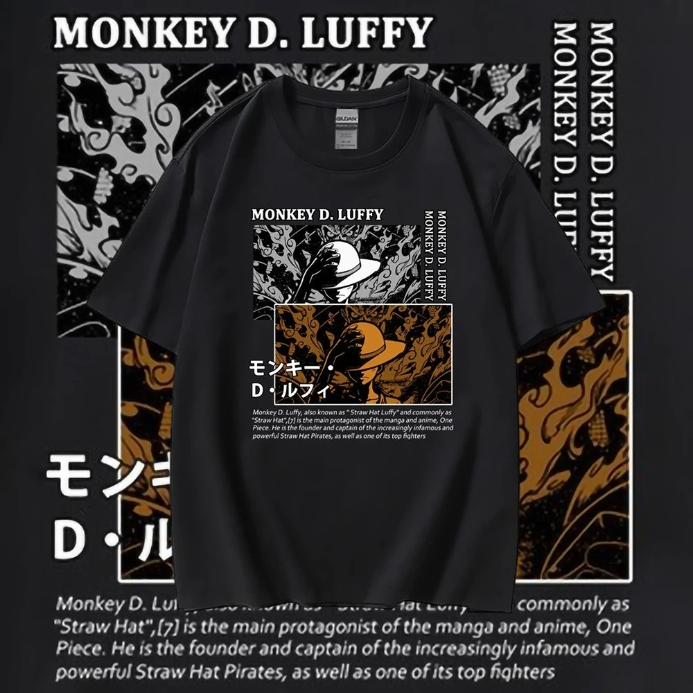 Stroh Hut Luffy Männer Baumwolle T-shirt Ein Stück Anime Kleidung Sommer Übergroßen Manga Grafik T Frauen Casual Kurzarm Top