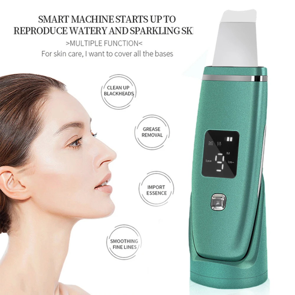 

Ultrasonic Skin Scrubber Blackhead Remove Deep Face Cleaning Machine Facial Whitening Lifting Dirt Wrinkles Spots Reduce