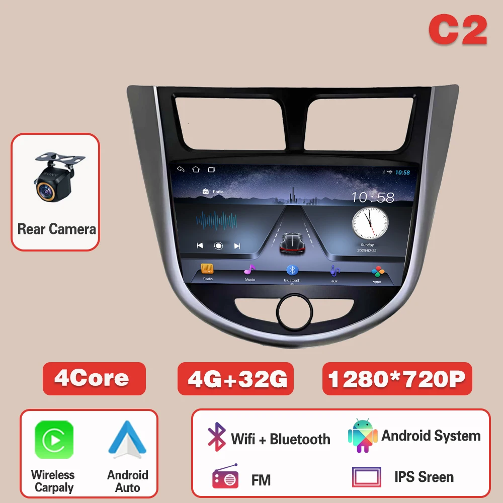 

Android 15 Carplay для Hyundai Solaris 1 2010-2016 Автомагнитола Авто 4G WIFI GPS-навигация Мультимедийный видеоплеер «все в одном»