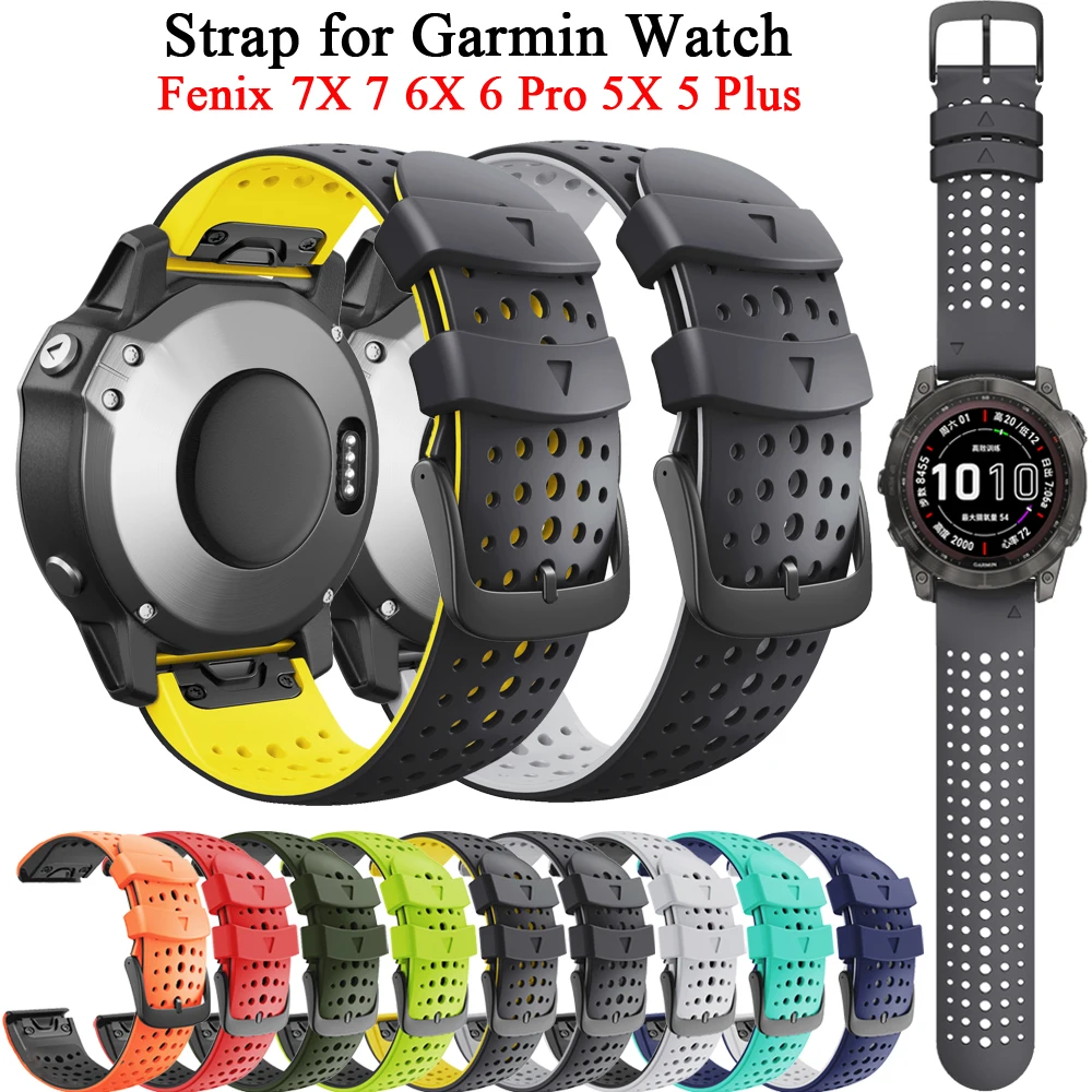 

Ремешок силиконовый для смарт-часов Garmin Fenix 7X 7 6X 6 Pro 5X 5 Plus 3HR 945