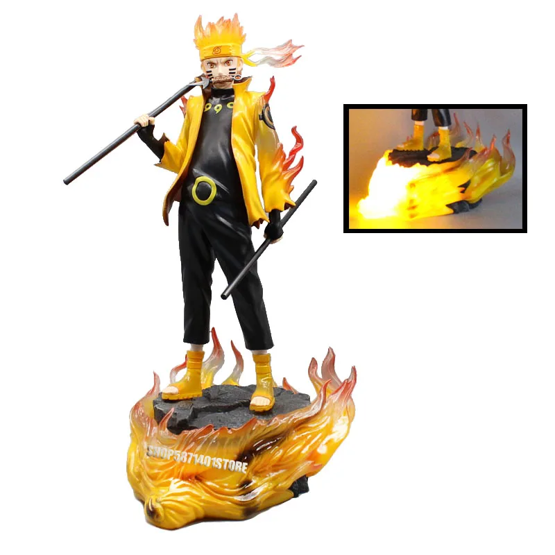 

In Stock Anime Naruto Figure Uzumaki Naruto Hatake Kakashi Night Guy Uchiha Sasuke Lightable Action Figure 39cm PVC Model Toys
