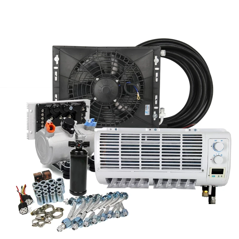 Universal 12V 24V Wall-mounted Auto Electric Air Conditioning Compressor Evaporator Kit for Car Truck Tractor A/C Conditioner