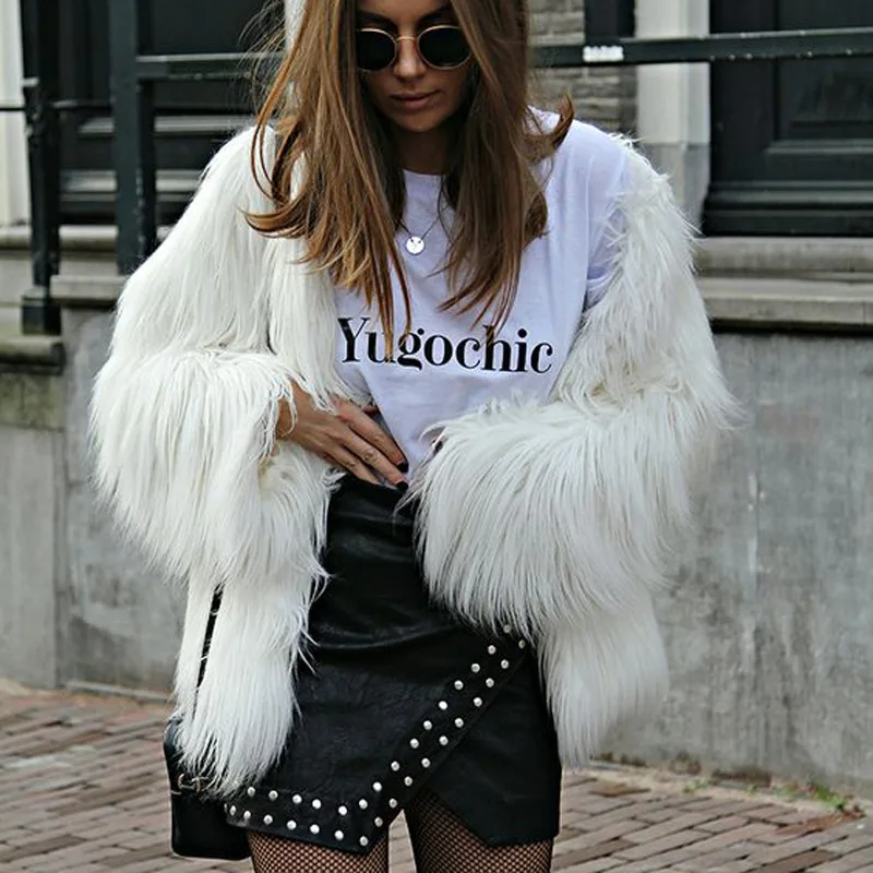 Solid Short Long Sleeves Fur Coats Elegant 2022 Winter Washed Wool Lamb Imitation Women Coat Fluffy Casacos De Inverno Feminino