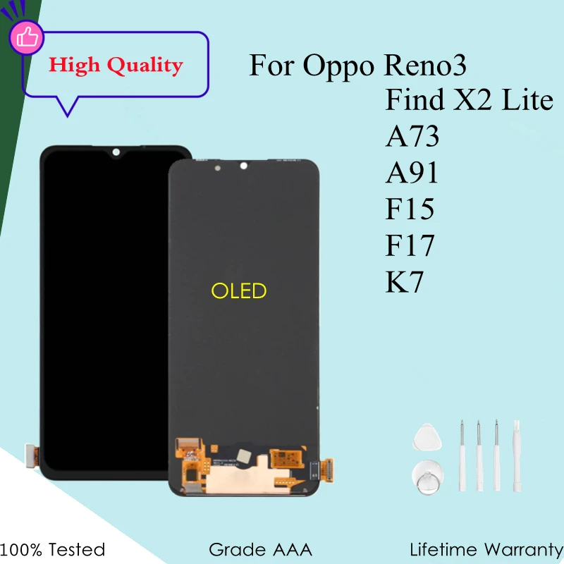 

OLED Screen For Oppo Reno3 A73 A91 F15 F17 LCD Display For Oppo Find X2 Lite LCD Screen Replacement High Quality