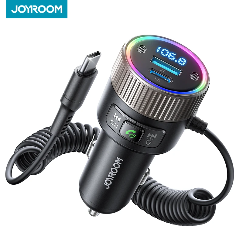 

Joyroom 60 Вт Bluetooth 5,4 Автомобильный FM-передатчик PD QC 3,0 Адаптер прикуривателя Громкая связь Вызов Быстрая зарядка Автомобильное зарядное устройство