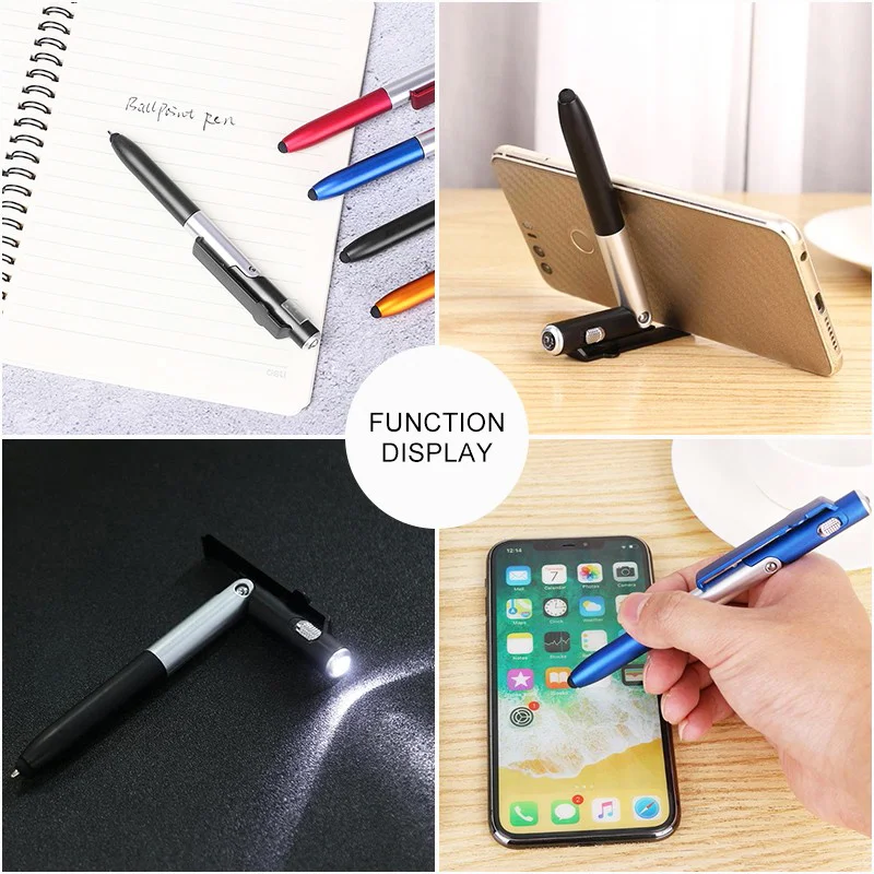 multifunction phone stand holder ballpoint pen 4 in 1 folding led light ballpoint pen stylus school office stationery supplies free global shipping
