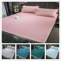 pink summer bed mattress cover cool silky latex bed sheet pillowcase children summer sleeping bed mat set single bed