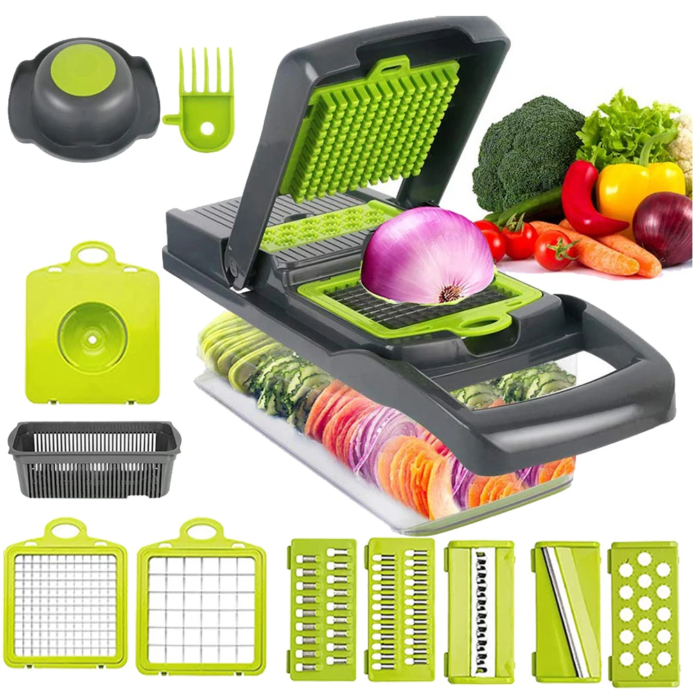 

Многофункциональная овощерезка, набор, дробилка, прижимная машина для чеснока, пластиковая терка для картофеля в кубиках, практичный кухон...