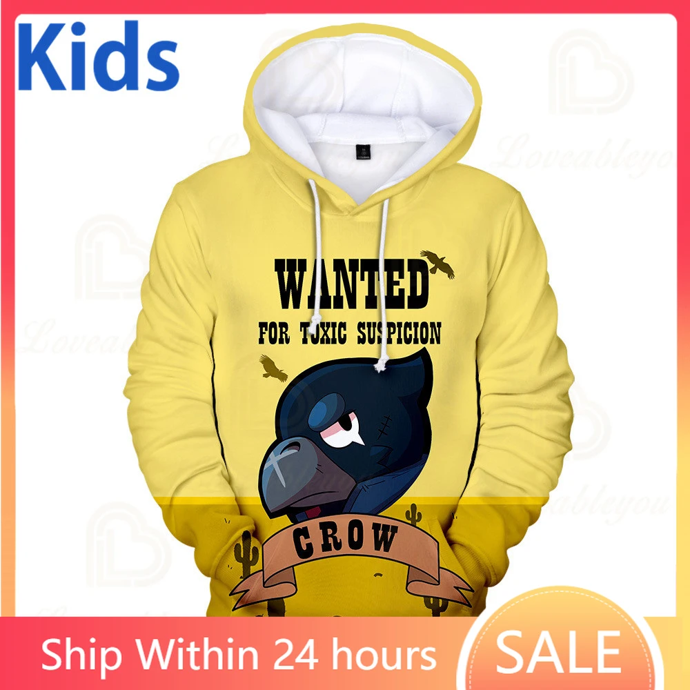 Лидер продаж детские толстовки с капюшоном свитшот 3D принтом в виде вороны Леон