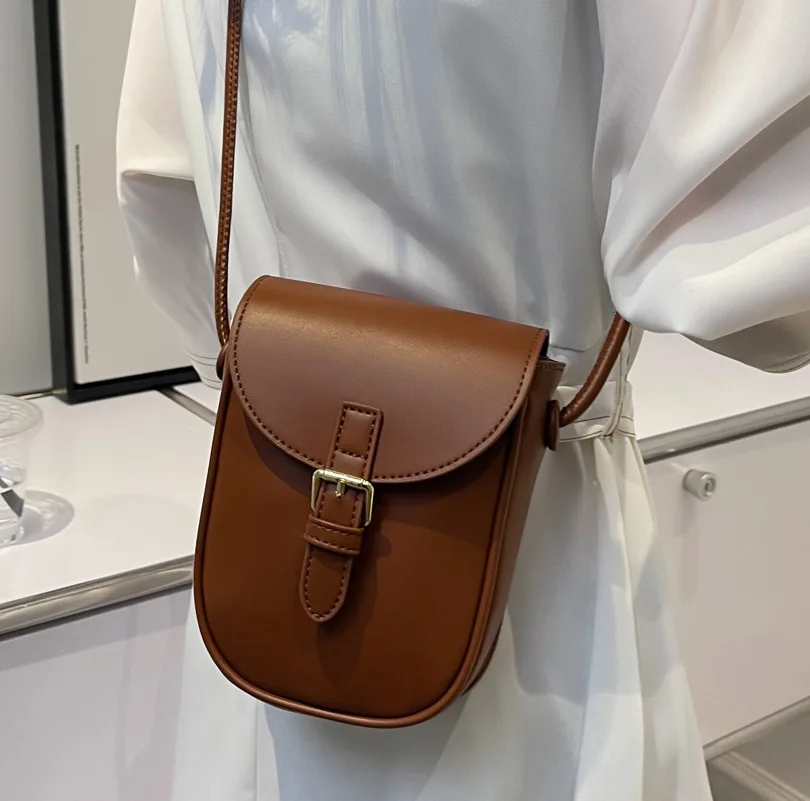 

Autumn Vintage Solid Colour Pu Leather Crossbody Bag for Women 2022 Simple Travel Phone Shoulder Bag Ladies Small Messenger