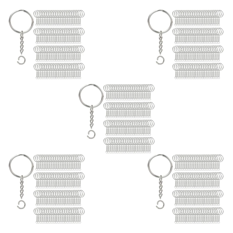

1000Pcs Split Key Chain Rings With Chain Silver Key Ring And Open Jump Rings Bulk For Crafts DIY (1 Inch/25Mm)