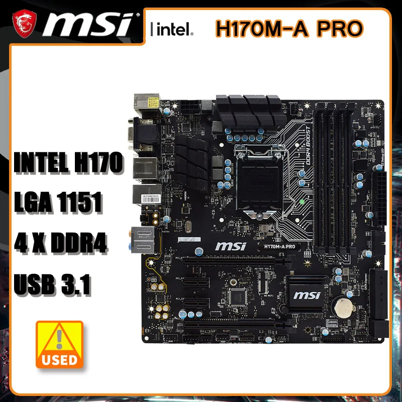 

1151 H170 Motherboard For Celeron G3900 cpus H170M-A PRO Motherboard DDR4 64GB PCIe 3.0 USB 3.1 HDMI VGA M-ATX