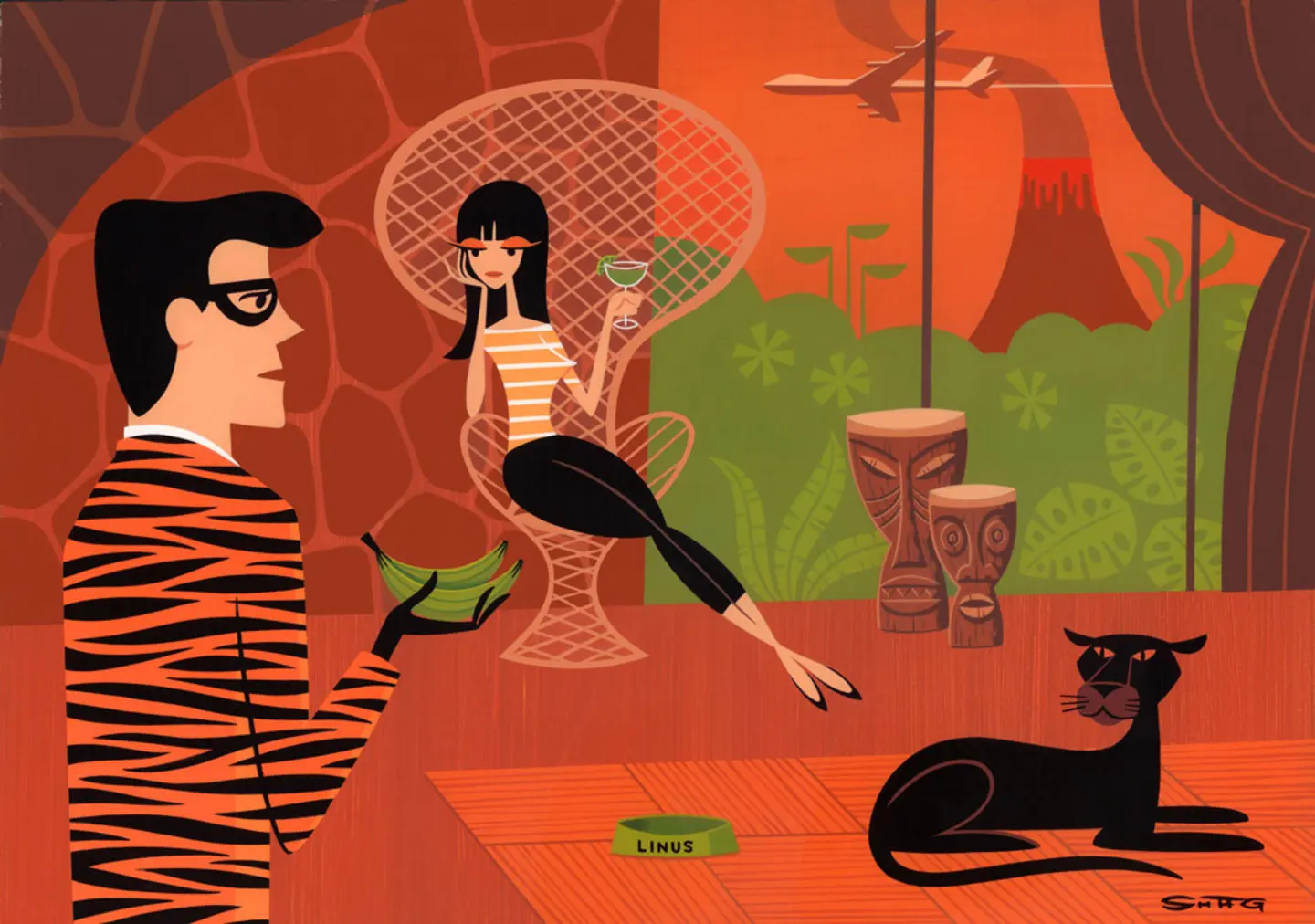 Плакат с принтом зеленый банан