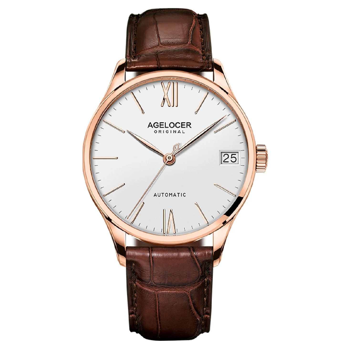 

Super Slim Mechanical Watches Casual Wristwatch Business Original AGELOCER Brand Leather Watch Men's Fashion relojes hombre