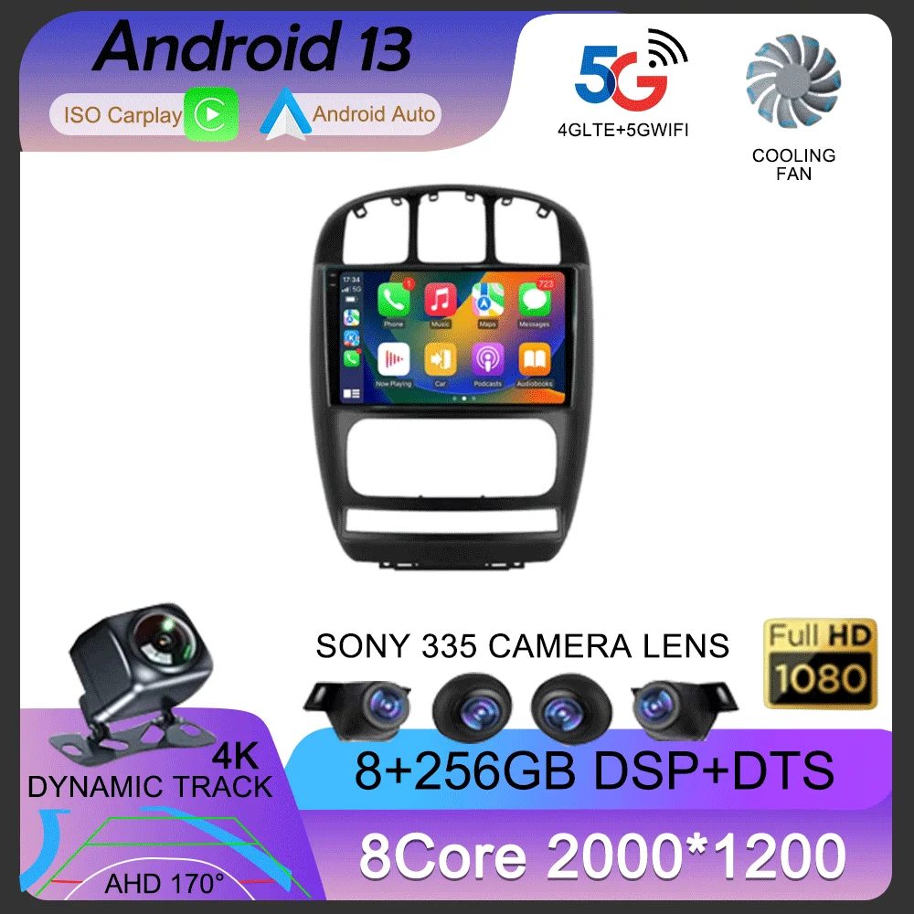 Android 13 для Chrysler Voyager RG RS Town &amp Country 2000-2007 автомобильный стереоплеер Carplay