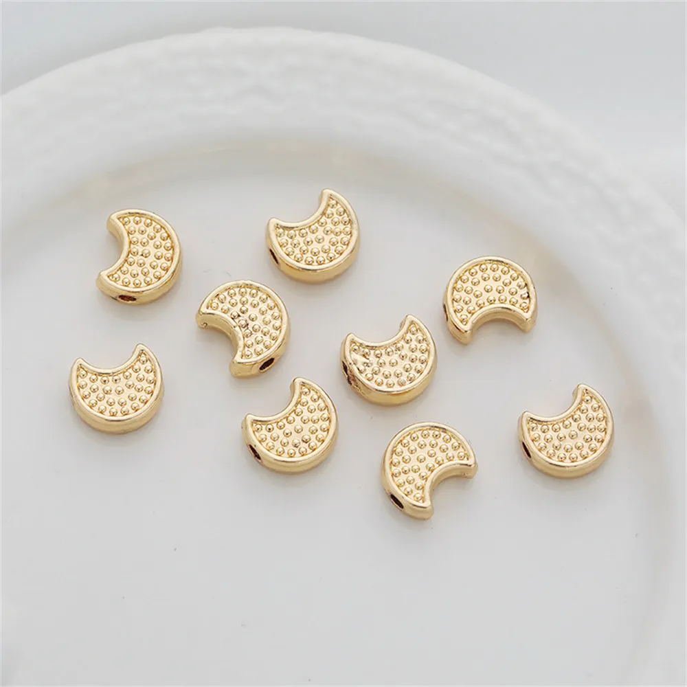 

14k bag gold Double-sided dots Fat moon 7*8mm through hole beaded accessories diy ornaments handmade materials