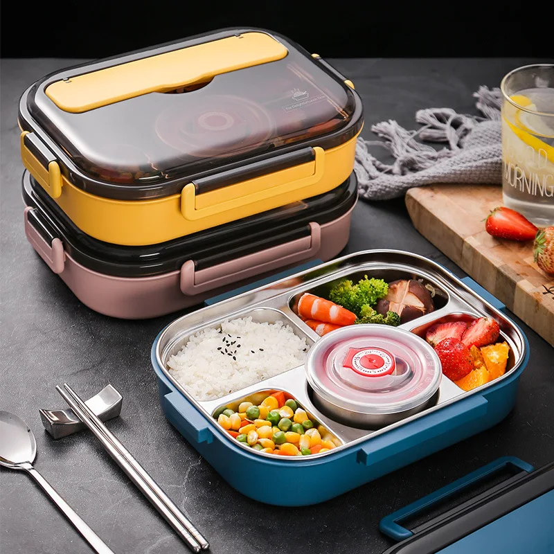 

Stainless Steel Lunch Box for Kids Food Storage Insulated Lunch Container Japanese Snack Box Breakfast Bento Box with Soup Cup