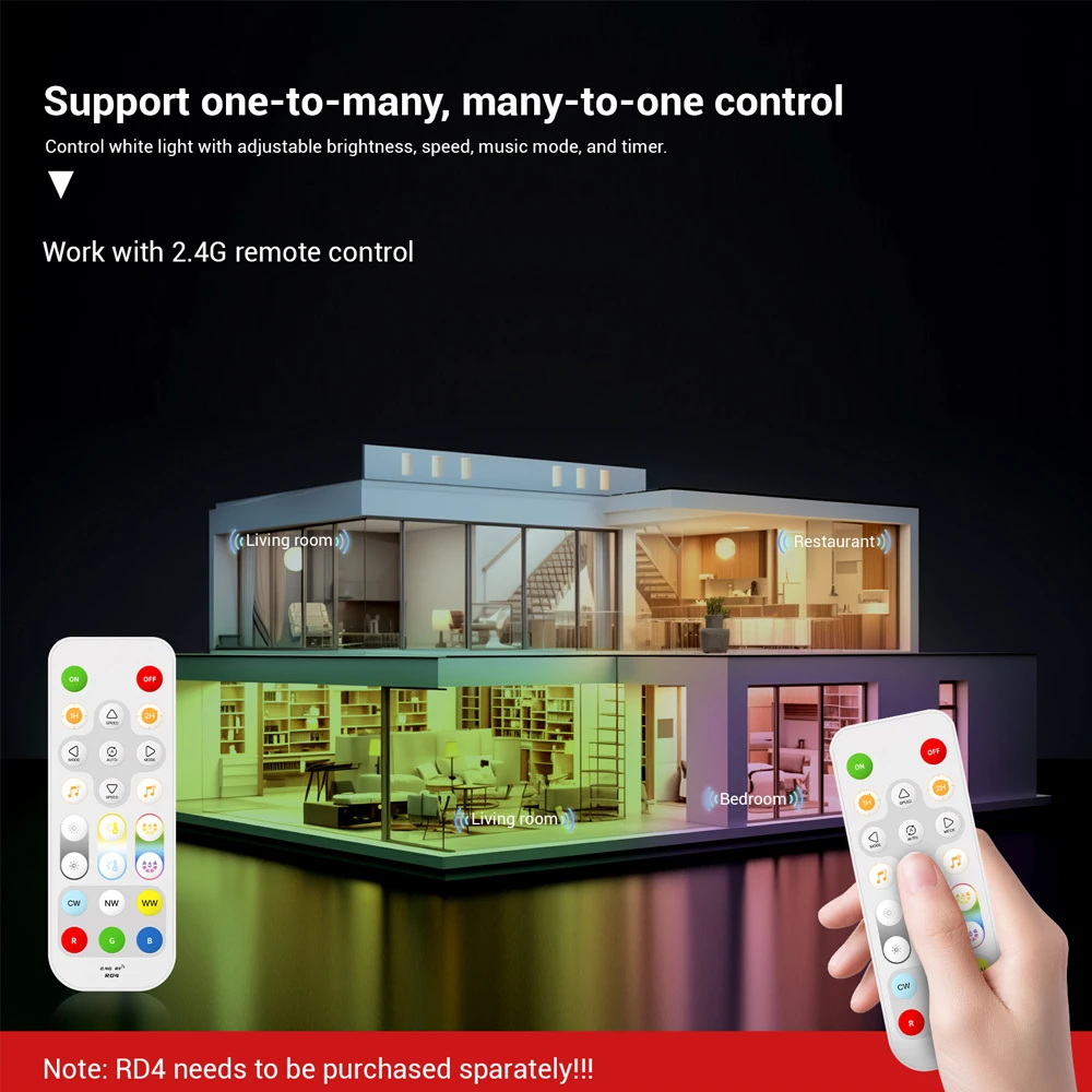Фото 5-канальный светодиодный контроллер PWM RGBCCT, Bluetooth, Wi-Fi, двойной режим, умное голосовое управление, Alexa, совместимое с Google Home, синхронизация музыки, приложение Banlanx №5