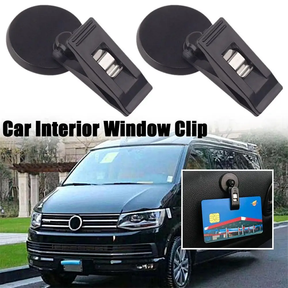 

1 Pair Car Interior Window Clip Ticket Holder Black Control Holde Card Hook Plastic Removable Cap Access Suction Car Clip S L2N3