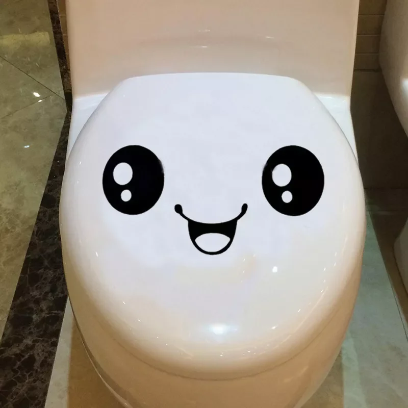 

Smiley Face toilet stickers for Bathroom cupboard decoration Painting happy home decor Wall Sticker Mural Art Decals
